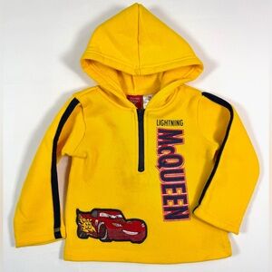 DISNEY PIXAR Cars Lightning McQueen Yellow Half Zip Fleece Hoodie Size‎ 12M
